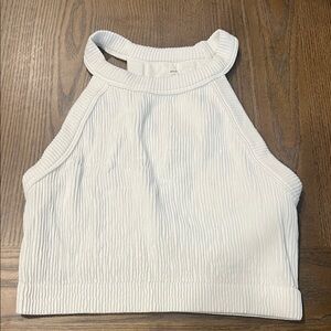 Aerie White Ribbed Crop Top